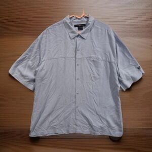 Nike Tiger Woods Button Down Golf Shirt Sz XXL Blue Rayon Stretch Casual Preppy